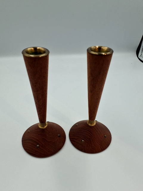 2 stk Reto teak lysestager